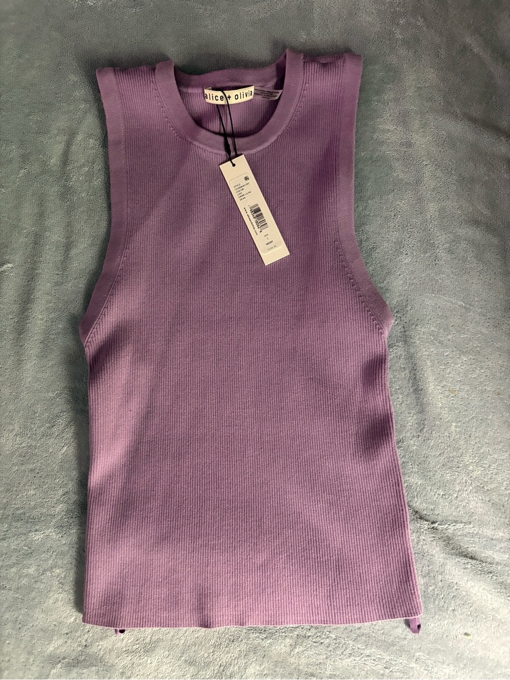 Alice + Olivia Lavender Ribbed Sleeveless Tank